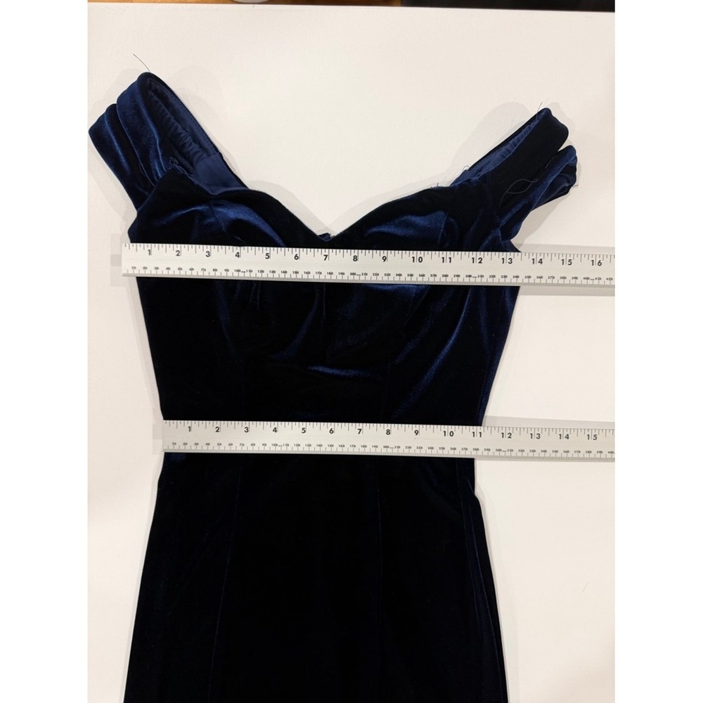 Velvet Evening Gown Formal Floor Length Royal‎ Blue Spaghetti Strap 6 - Picture 10 of 11